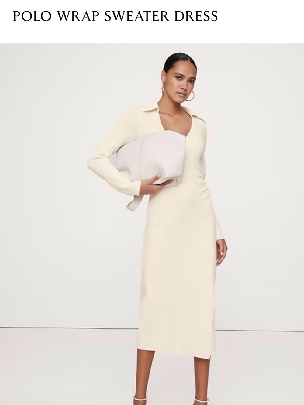 Banana Republic Cream Polo Wrap Midi Dress